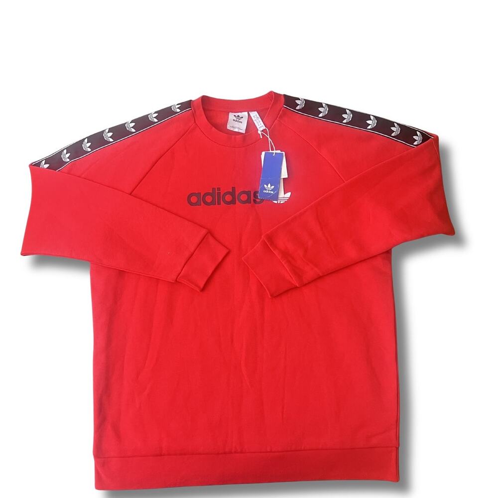 Adidas Sweatshirt Mens original XL vivid Red Crewneck new with tags - Picture 3 of 4